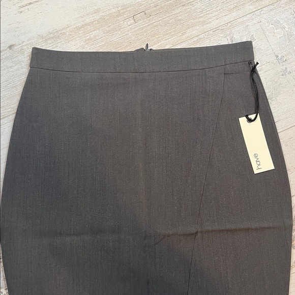 2/$40 Charcoal Gray Pencil Skirt with Front Slit - Picture 5 of 8